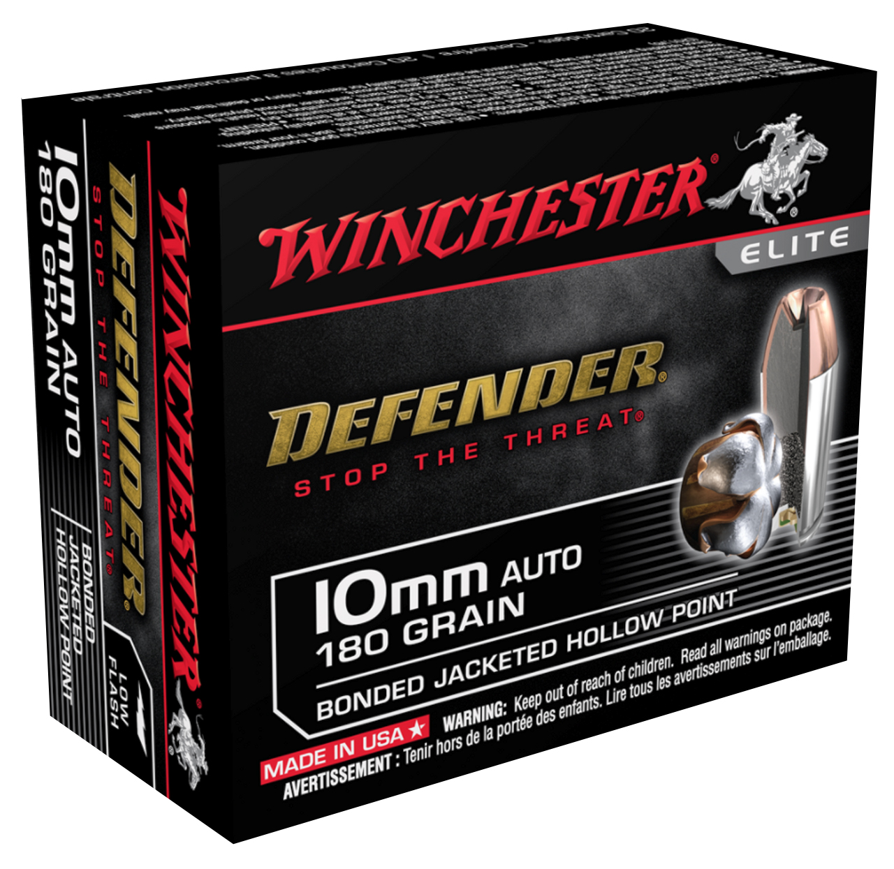 Winchester 10 MM AUTO DEFENDER BONDED JHP 180 GR 200 Rounds-img-1